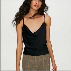 ARITZIA WILFRED Muse Black Camisole Satiny Tank Top NWOT